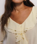 Milk chiffon blouse with flounces