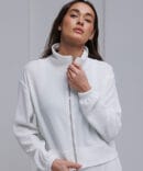 Women's tracksuit with a sweater with a zipper, milky