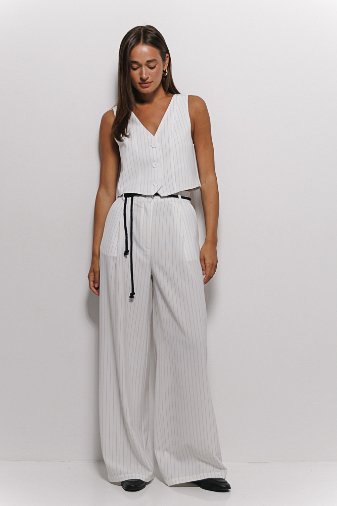 Women's palazzo in a thin strip of light milk