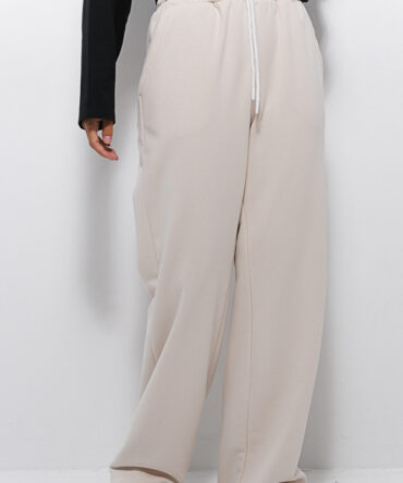 Women's Sweatpants in Light Beige with a Back Pocket