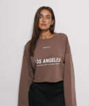 Women's Los Angeles Print Cropped Sweatshirt Chocolate