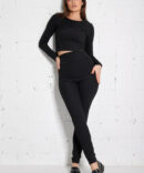 Black knit suit with leggings