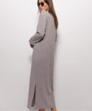 Beige knitted long dress with side slits