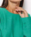 Cropped women's blouse with long sleeves green