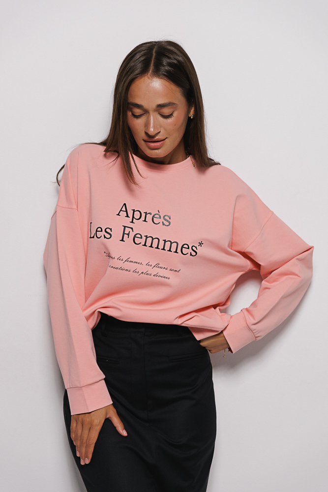 Women's sweatshirt with print Après Les Femmes peach