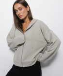 Women's zip-up hoodie in light khaki