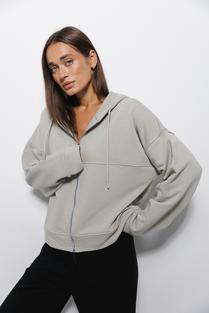 Women's zip-up hoodie in light khaki