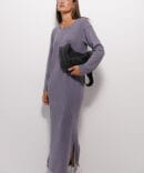 Knitted long dress gray with slits on the sides