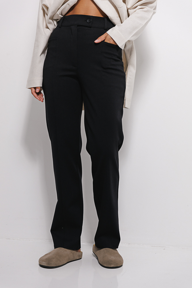 Women's trousers with vertical seams black