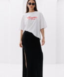 Women's oversized white T-shirt with Miami print