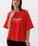 Women's oversized T-shirt light red with Miami print