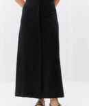 Long linen skirt in black with front buttons