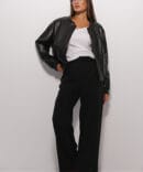 Women's bomber jacket made of black eco-leather