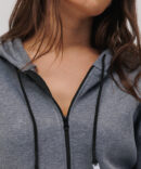 Cropped hoodie with a zipper gray with melange