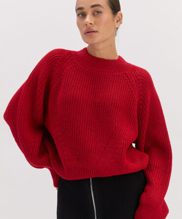 Жіноча в`язана кофта темно-червона з рукавами-регланами