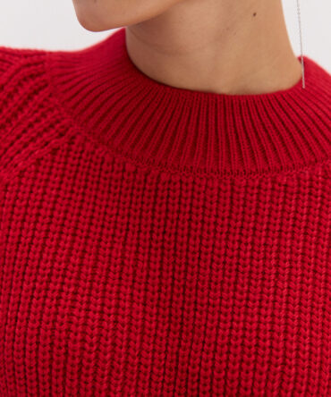 Жіноча в`язана кофта темно-червона з рукавами-регланами