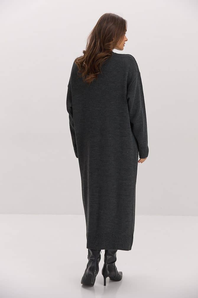 В`язана довга сукня oversize графітового кольору