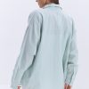 Жіноча сорочка oversize з батиста ментолового кольору