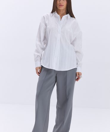 Жіноча сорочка oversize з батиста молочного кольору