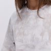 Жіноча футболка oversize бежева з ефектом Tie-Dye і розрізами з боків