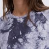 Жіноча футболка oversize графітова з ефектом Tie-Dye і розрізами з боків