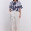 Жіноча футболка oversize графітова з ефектом Tie-Dye і розрізами з боків