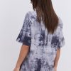 Жіноча футболка oversize графітова з ефектом Tie-Dye і розрізами з боків