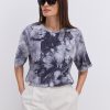 Жіноча футболка oversize графітова з ефектом Tie-Dye і розрізами з боків