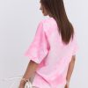 Жіноча футболка oversize рожева з ефектом Tie-Dye і розрізами з боків
