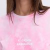 Жіноча футболка з принтом f*cking fabulous рожева з ефектом тай-дай