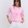 Жіноча футболка з принтом f*cking fabulous рожева з ефектом тай-дай