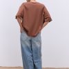 Жіноча футболка oversize коричнева з вишитим написом Nude
