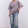 Жіноча футболка oversize кольору мокко з вишитим написом Nude