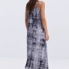 Довге літнє плаття на тонких бретелях графітове з ефектом Tie-Dye