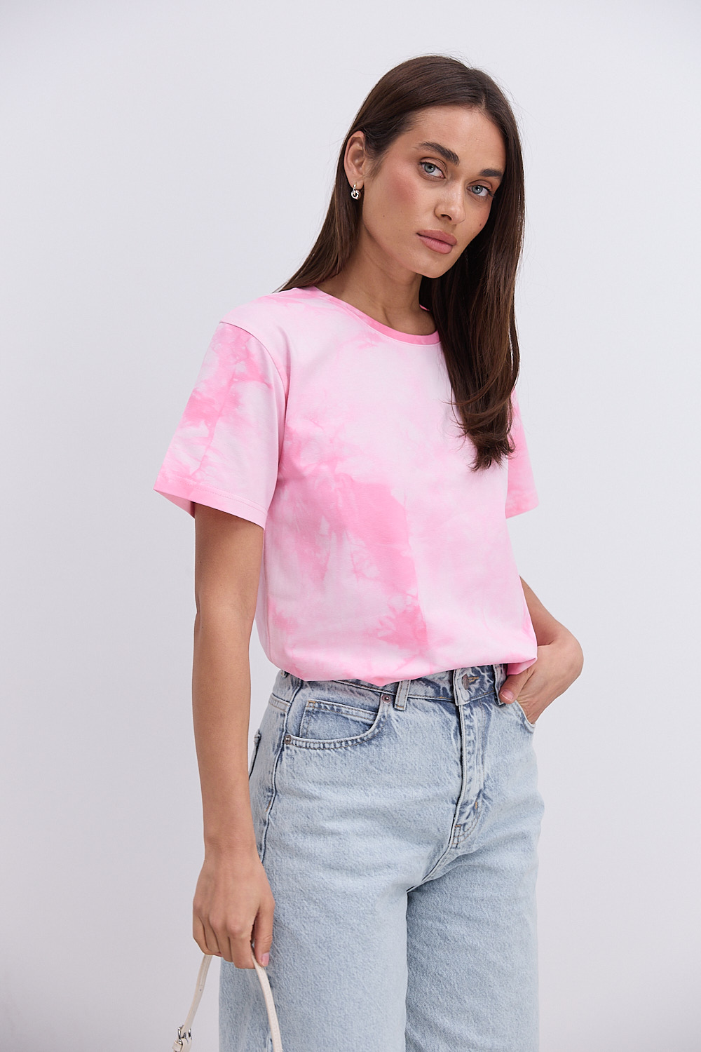 Жіноча футболка з принтом You can рожева з ефектом тай-дай