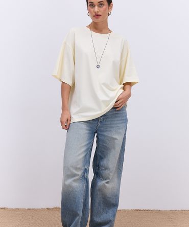 Жіноча oversize футболка кремового кольору