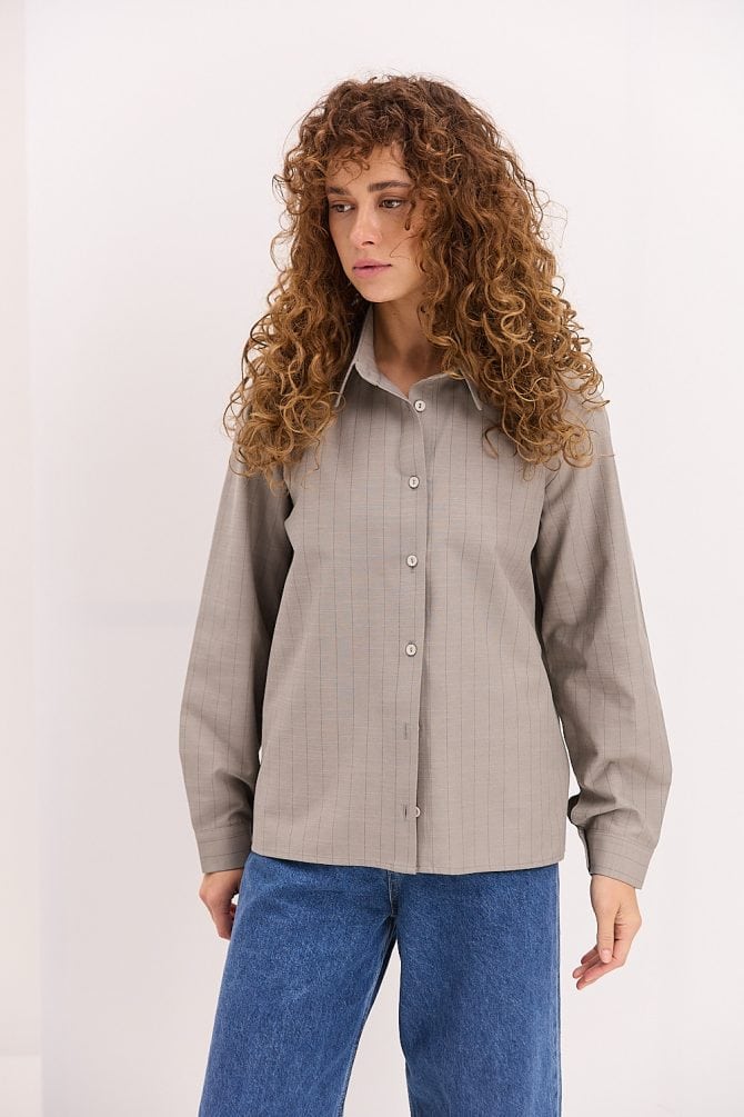 Жіноча смугаста сорочка oversize сіра