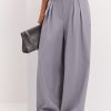 Жіночі штани-палаццо зі складками сірі