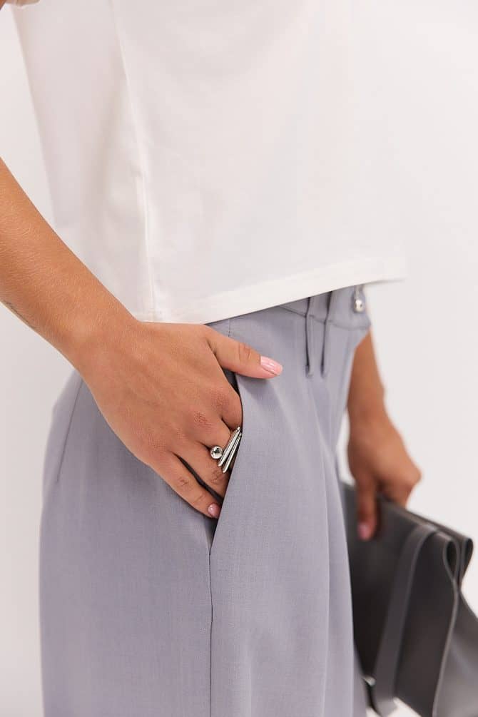 Жіночі штани-палаццо зі складками сірі
