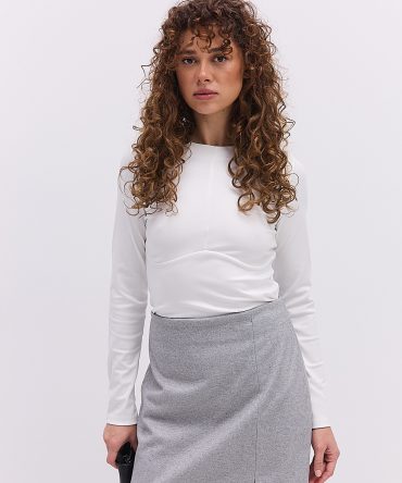 Коротка кашемірова спідниця сіра з розрізом на нозі