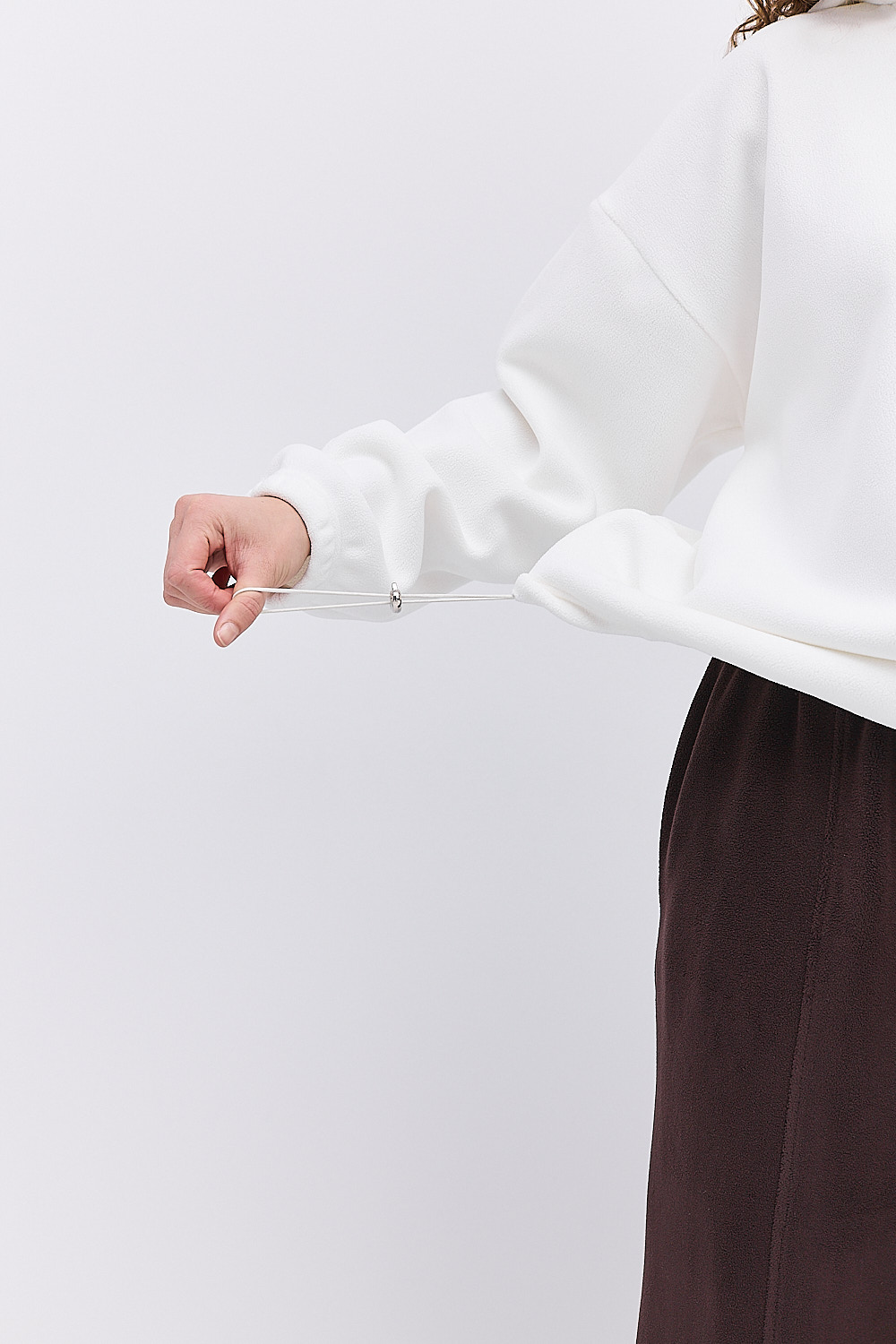 Жіноче флісове худі молочного кольору