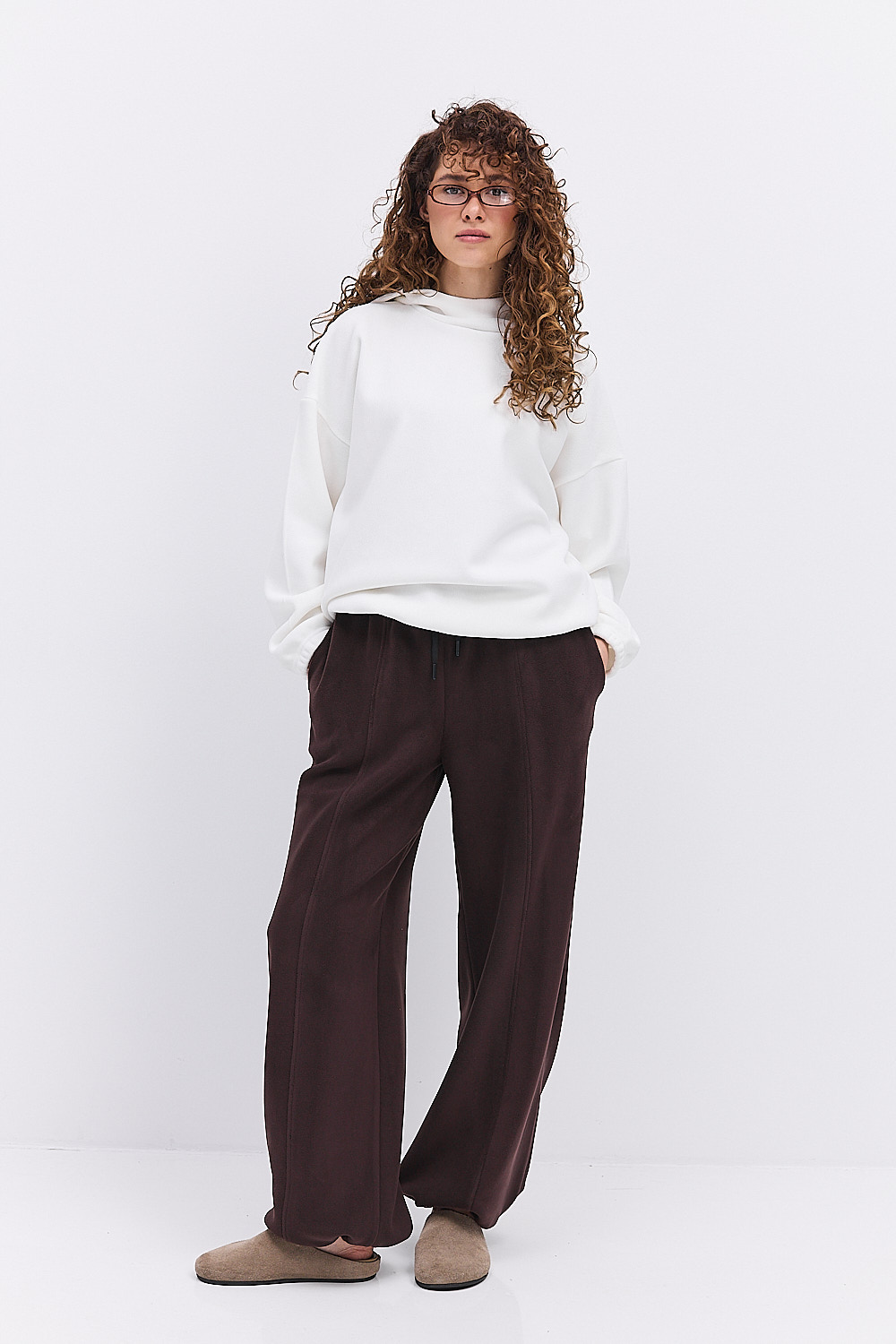 Жіноче флісове худі молочного кольору