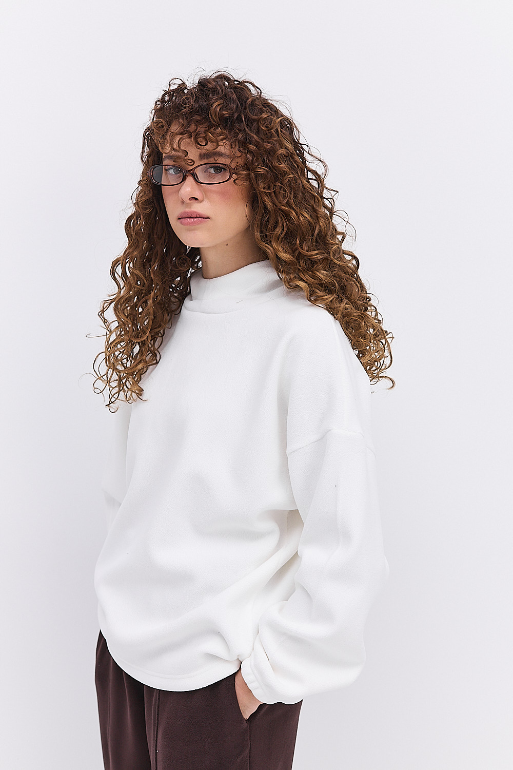 Жіноче флісове худі молочного кольору