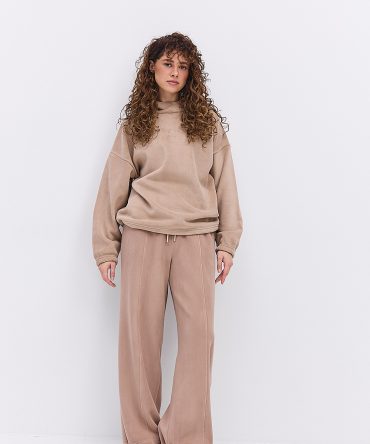 Жіноче флісове худі темно-бежевого кольору
