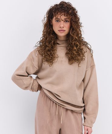Жіноче флісове худі темно-бежевого кольору