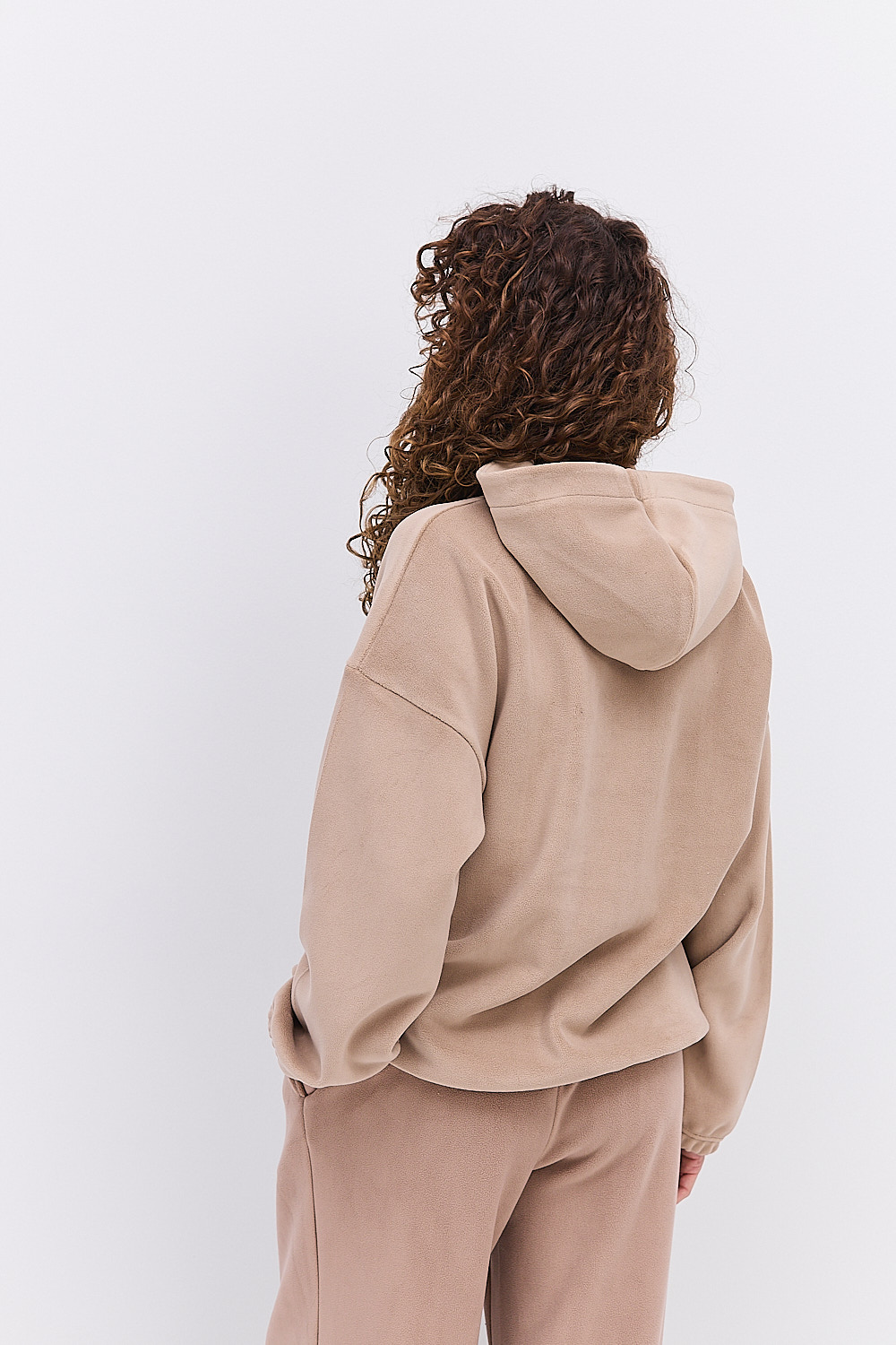 Жіноче флісове худі темно-бежевого кольору