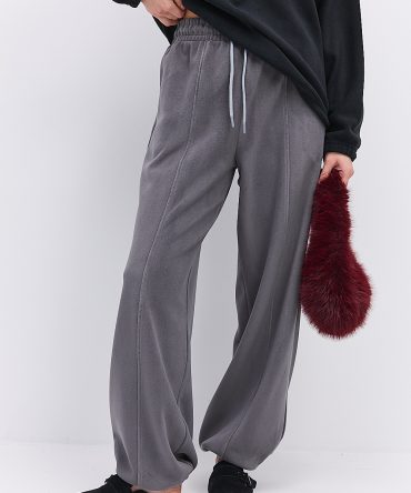 Теплі спортивні штани жіночі з флісу сірого кольору