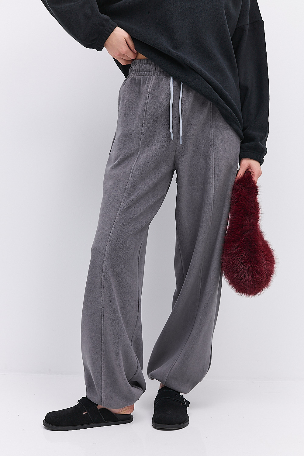 Теплі спортивні штани жіночі з флісу сірого кольору