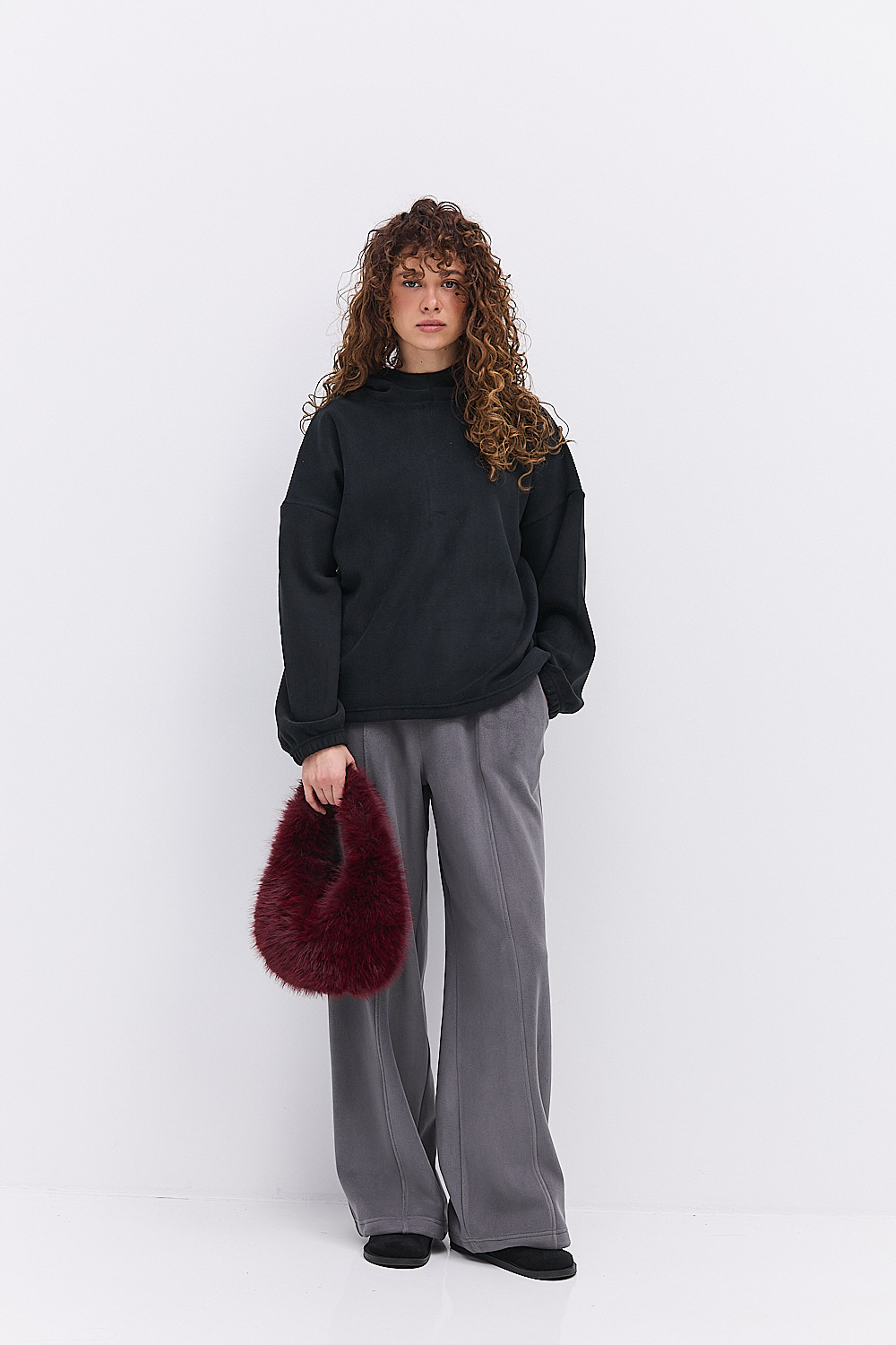 Теплі спортивні штани жіночі з флісу сірого кольору