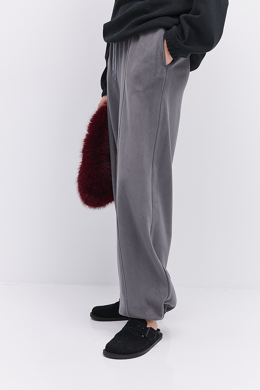 Теплі спортивні штани жіночі з флісу сірого кольору